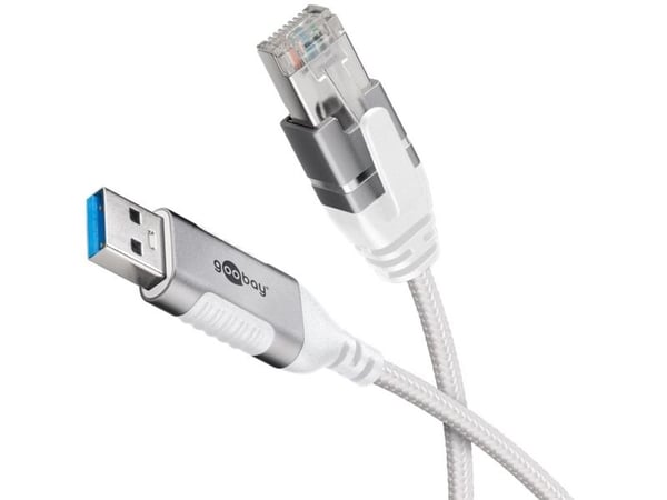 Goobay 74379, USB 3.0 typ A, RJ45, 2 m, vit
