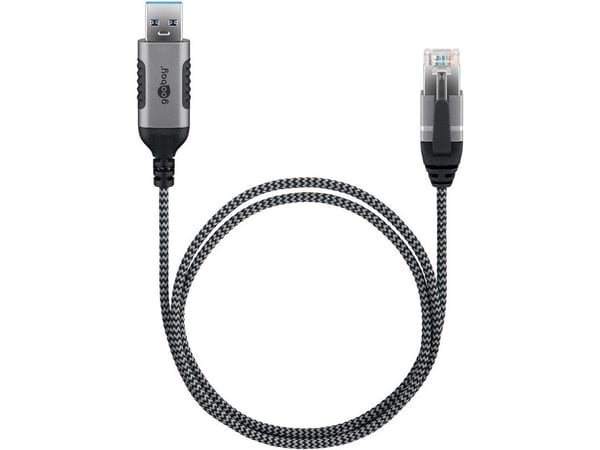 Goobay 74395, USB 3.0 tyyppi A, RJ45, 2 m, musta, hopea