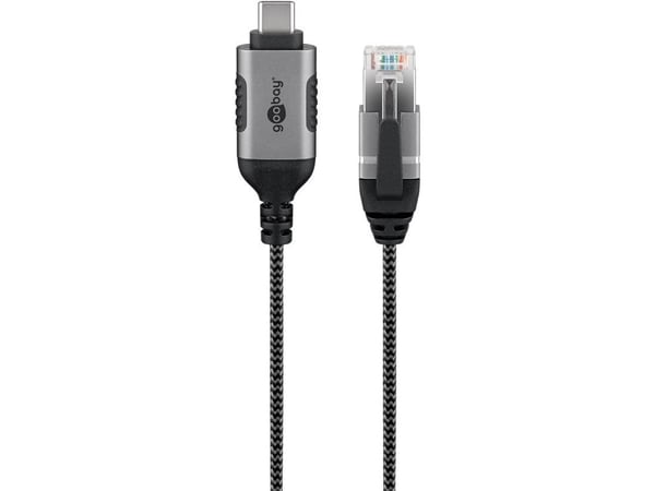 Goobay 74404, USB 3.1 type A, RJ45, 3 m, Sort, Sølv