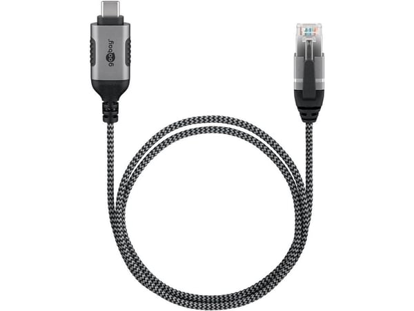 Goobay 74404, USB 3.1 tyyppi A, RJ45, 3 m, musta, hopea