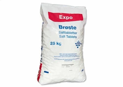 Maskinopvask Salt Tabs Brøste Expo Salttabletter 25kg til blødgøringsanlæg,25 kg/sack