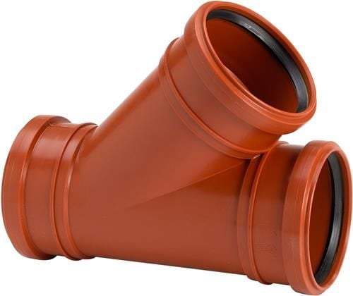 Uponor 110 x 110 mm 45 gr. PP-kloakgrenrør med 3 muffer