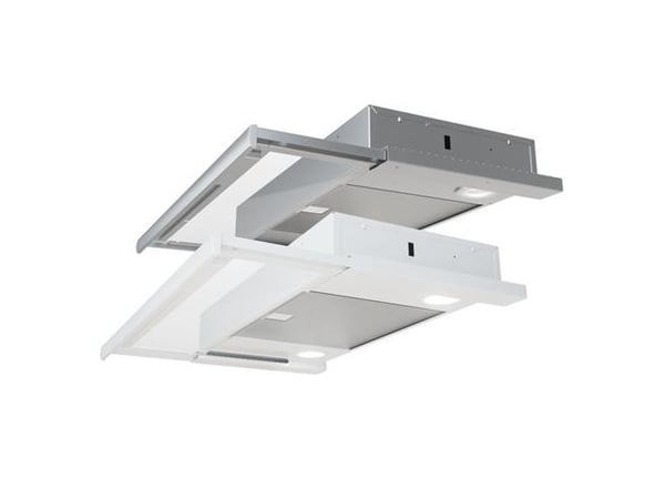 EXHAUSTO Emhætte ESL245WER, udtræksemhætte i elegant design med hvid front, elektrisk spjæld, boostfunktion og potentialfrit relæ.