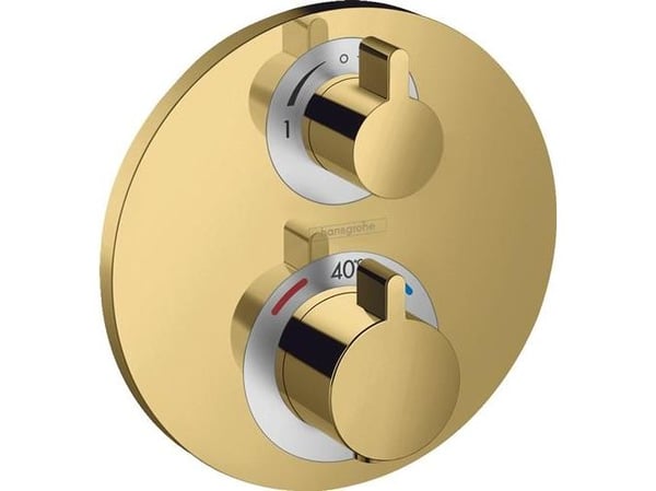 hansGrohe Ecostat S Termostatarmatur til indbygning med afspærring til 2 udtag, poleret guld-optik