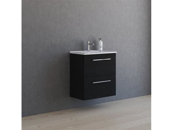 Møbelpakke 61cm 2 skuffe m/vask sort eg