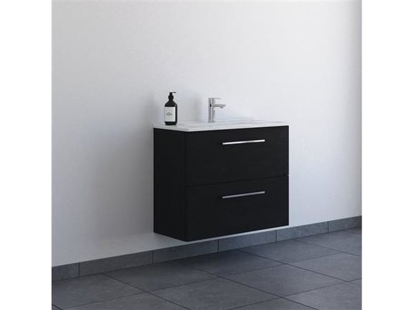 Møbelpakke 81cm 2 skuffe m/vask sort eg
