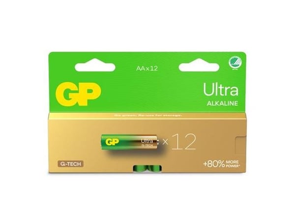 GP Batteries Ultra Alkaline GP15AU, Engangsbatteri, AA, LR06, Alkalinsk, 1,5 V, 12 stykker, Cd (kadmium), Hg (kvikksølv)