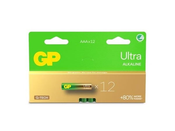 GP Batteries Ultra Alkaline GP24AU, Engangsbatteri, AAA, Alkalinsk, 1,5 V, 12 stykker, Cd (kadmium), Hg (kvikksølv)