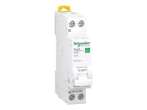 SCHNEIDER ELECTRIC Resi9 XP MCB/automatsikring 1PN C-karakteristik 16A 6kA 18mm