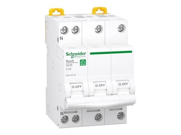 SCHNEIDER ELECTRIC Resi9 XP MCB/automatsikring 3PN C-karakteristik 16A 6kA 54mm