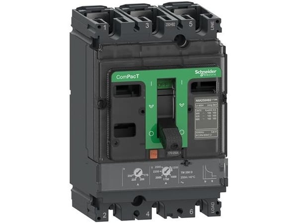 Schneider Electric ComPacT NSX250N, Koteloitu katkaisija, Tyyppi A, 50000 A, IP40