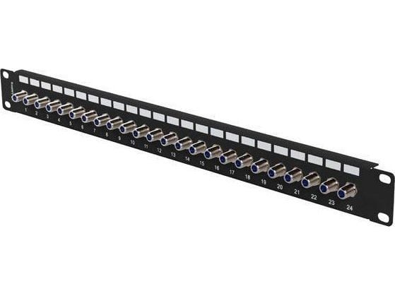 Lanberg - Koblingspanel - rackmonterbar - skjermet - F connector X 24 - RAL 9004, svart - 1U - 19"