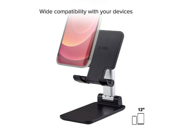 SBS TASTAND, E-Bok leser, Mobiltelefon/smarttelefon, Plate / UMPC, Passiv holder, Bord, Sort, Sølv