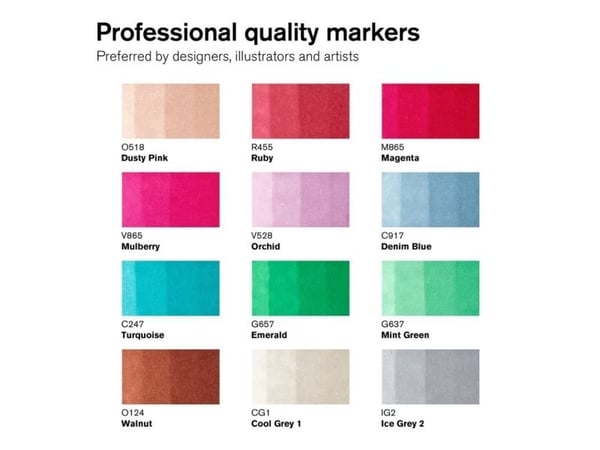 Winsor & Newton 884955070666, 13 stykker, Beige, Blå, Brun, Grønn, Grå, Rosa, Rød, Fiolett, Assortert, Sort, Rund, Alkoholbasert blekk