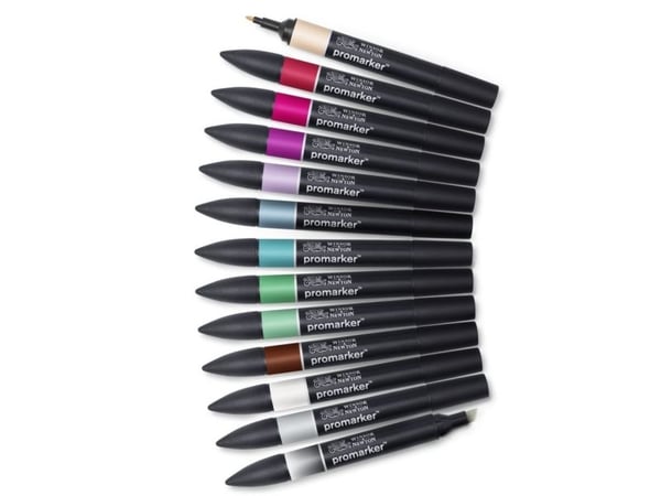 Winsor & Newton 884955070666, 13 stykker, Beige, Blå, Brun, Grønn, Grå, Rosa, Rød, Fiolett, Assortert, Sort, Rund, Alkoholbasert blekk
