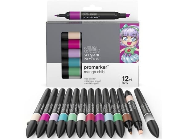 Winsor & Newton 884955070666, 13 stykker, Beige, Blå, Brun, Grønn, Grå, Rosa, Rød, Fiolett, Assortert, Sort, Rund, Alkoholbasert blekk