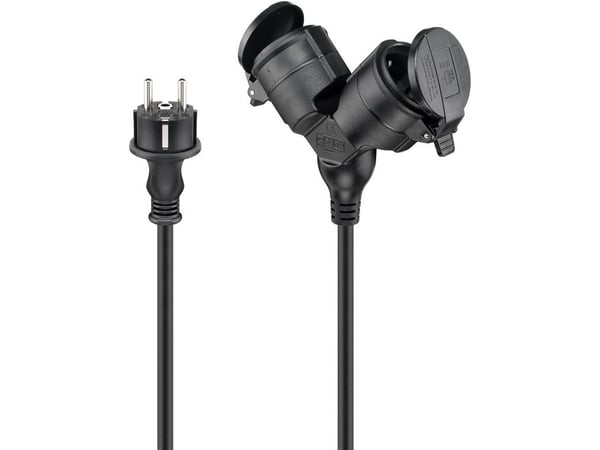 Goobay 65434, 5 m, Ulkona, Tyyppi F, Type EF (CEE 7/7), IP44, Polyvinyylikloridi (PVC)