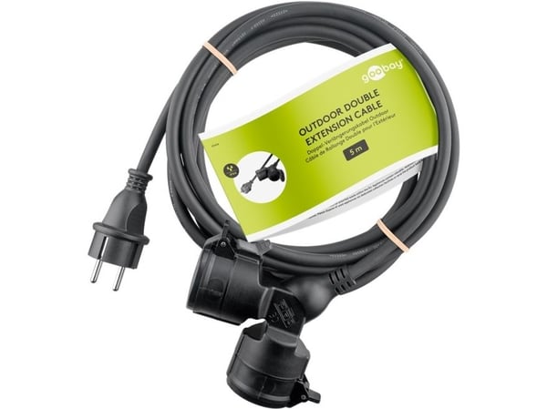 Goobay 65434, 5 m, Ulkona, Tyyppi F, Type EF (CEE 7/7), IP44, Polyvinyylikloridi (PVC)