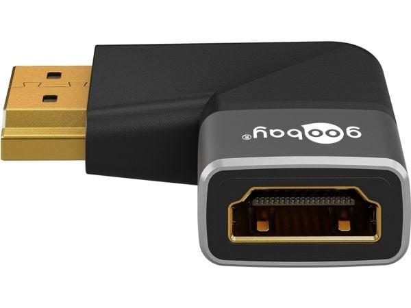 HDMI™-vinkkelisovitin 270° horisontal, 8K @ 60 Hz, guldbelagt