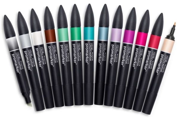 Winsor & Newton 884955070666, 13 stykker, Beige, Blå, Brun, Grønn, Grå, Rosa, Rød, Fiolett, Assortert, Sort, Rund, Alkoholbasert blekk