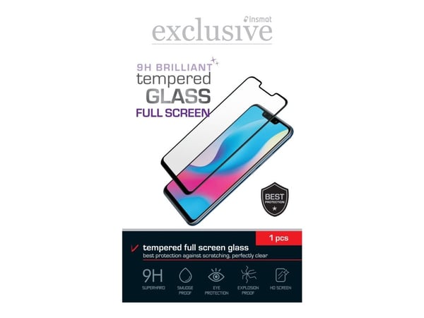 Insmat Exclusive - Skärmskydd för mobiltelefon - helskärm, 9H Brilliant - 2.5D - glas - ramfärg svart - för Motorola Moto G75