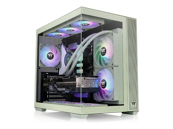 Thermaltake View 380 TG ARGB - Mid tower - ATX - sidepanel med vindu (herdet glass) - ingen strømforsyning (PS/2) - matcha-grønn - USB/lyd