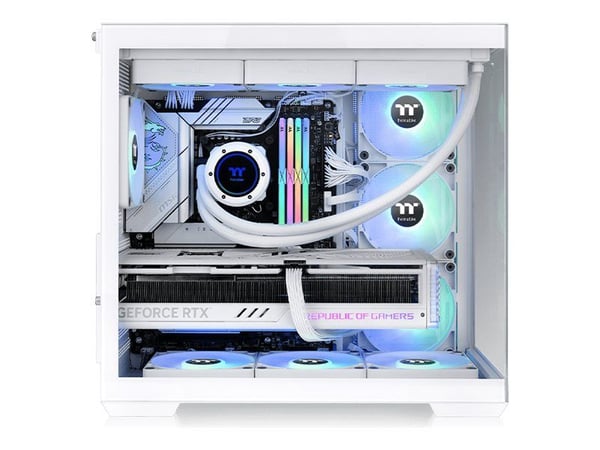 Thermaltake View 380 TG ARGB - Mid tower - ATX - sidepanel med vindu (herdet glass) - ingen strømforsyning (PS/2) - snø - USB/lyd