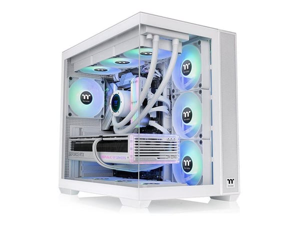 Thermaltake View 380 TG ARGB - Mid tower - ATX - sidepanel med vindu (herdet glass) - ingen strømforsyning (PS/2) - snø - USB/lyd