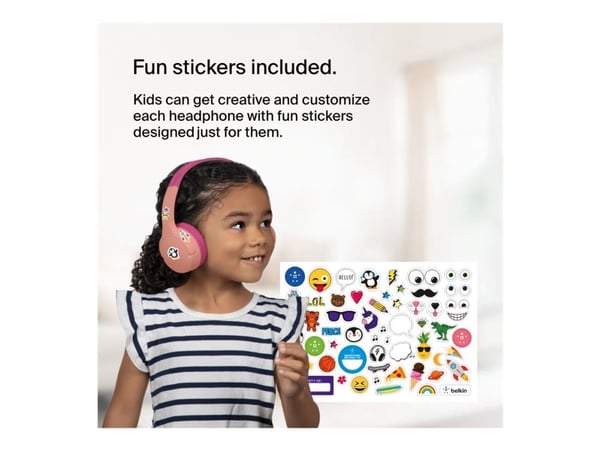 Belkin SoundForm Mini - Hodetelefoner med mikrofon - on-ear - Bluetooth - trådløs, kablet - 3,5 mm jakk - rosa
