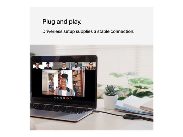 Belkin - Nettverksadapter - USB-C - Gigabit Ethernet x 1 + USB-C (bare strøm) x 1