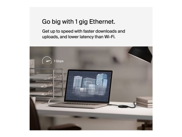 Belkin - Nettverksadapter - USB-C - Gigabit Ethernet x 1 + USB-C (bare strøm) x 1