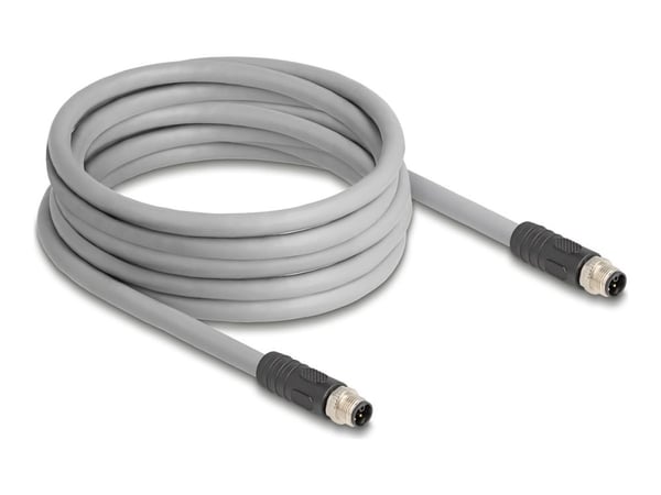 Delock - Sensorkabel - 5-stifts M12 (hane) till 5-stifts M12 (hane) - 63 V - 16 A - 5 m - siliconfri, L-kodad - grå