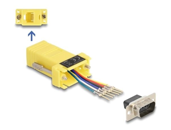 Delock Assembly Kit - Seriell adapter - DB-9 (hann) skrubar til RJ-12 (6-pin) (hunn) - individually assignable serial interface - gul