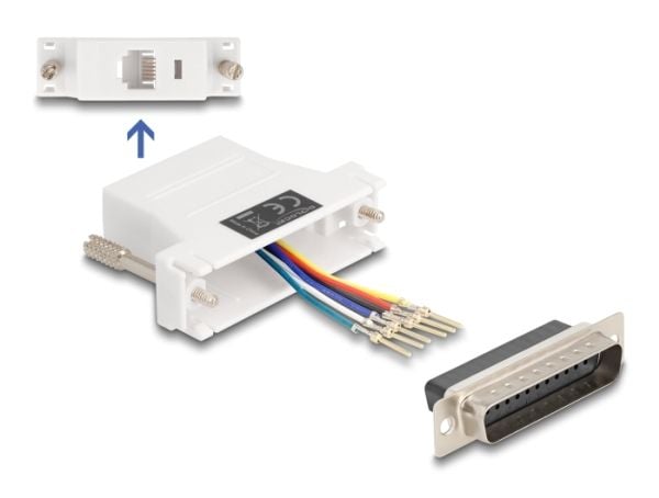 Delock Assembly Kit - Seriell adapter - DB-25 (hann) skrubar til RJ-12 (6-pin) (hunn) - individually assignable serial interface - hvit