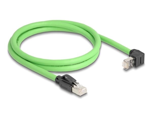 Delock - Nettverkskabel - RJ-45 (hann) oppvinklet til RJ-45 (hann) - 1 m - 6.8 mm - SF/UTP - CAT 6a - med støvel, uten hindringer - grønn