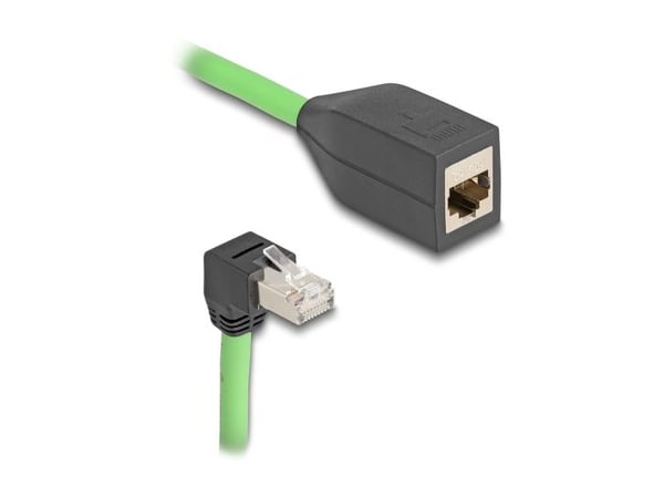 Delock - Nettverksforlengelseskabel - RJ-45 (hann) nedvinklet til RJ-45 (hunn) - 1 m - 6.8 mm - SF/UTP - CAT 6a - med støvel - grønn