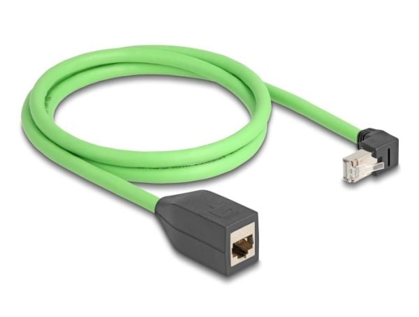 Delock - Nettverksforlengelseskabel - RJ-45 (hann) nedvinklet til RJ-45 (hunn) - 1 m - 6.8 mm - SF/UTP - CAT 6a - med støvel - grønn