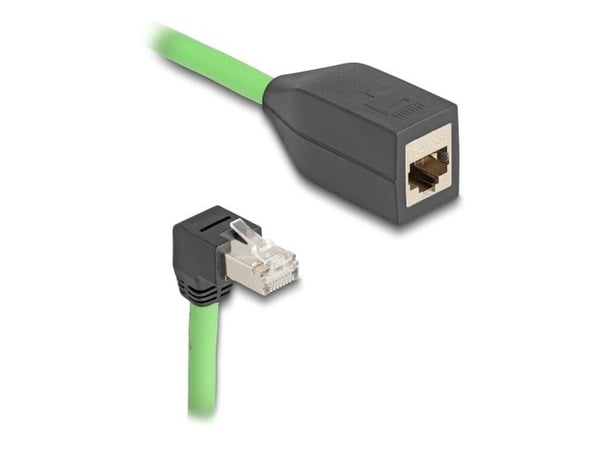 Delock - Nettverksforlengelseskabel - RJ-45 (hann) nedvinklet til RJ-45 (hunn) - 2 m - 6.8 mm - SF/UTP - CAT 6a - med støvel - grønn