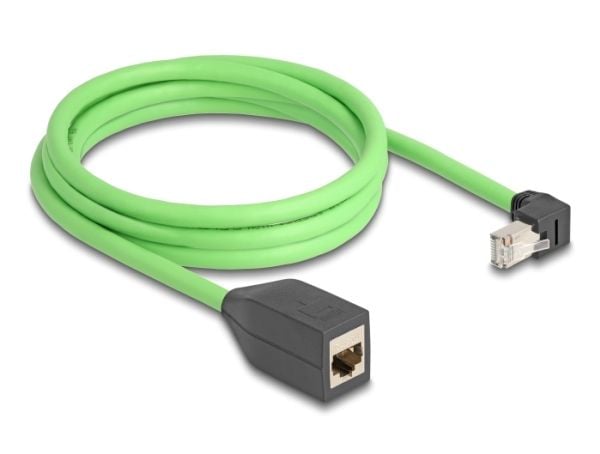 Delock - Nettverksforlengelseskabel - RJ-45 (hann) nedvinklet til RJ-45 (hunn) - 2 m - 6.8 mm - SF/UTP - CAT 6a - med støvel - grønn