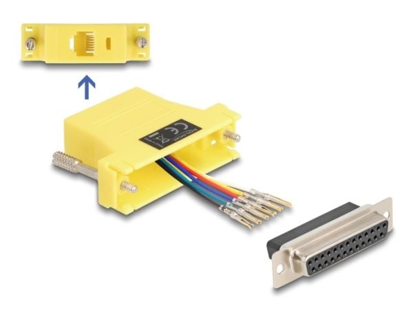 Delock D-Sub 25 pins sokkel til RJ12 sokkel monteringssett gul