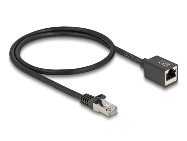 Delock - Nettverksforlengelseskabel - RJ-45 (hann) til RJ-45 (hunn) - 50 cm - 6 mm - S/FTP - CAT 6a - halogenfri, uten hindringer, stifttilordning:...