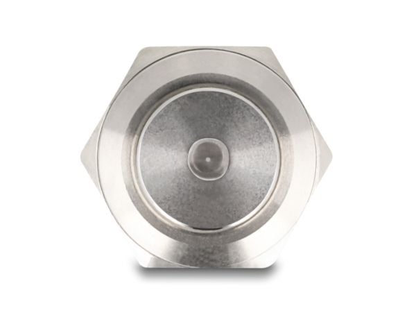 Delock - Push button - for 12 mm installation, 4 x solder connection, green LED dot - panelmonterbar - AC 230 V - sølv