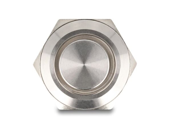 Delock - Push button - for 12 mm installation, 4 x solder connection, blue LED - panelmonterbar - AC 230 V - sølv