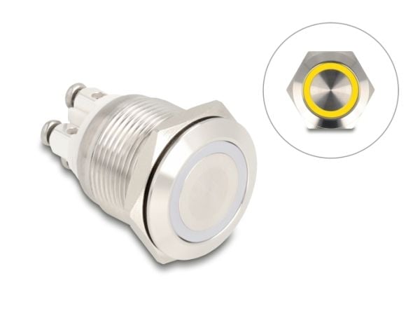 Delock-painike asennukseen 19 mm 4 x ruuviliitin LED keltainen LED keltainen