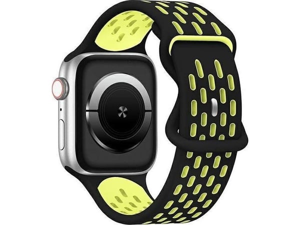 Beline apyrankė Apple Watch New Sport silikoninė 38/40/41mm juodos ir geltonos spalvos box