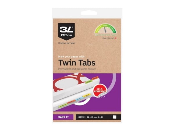 Twin Tabs indexflikar 40x12 blandade färger 24 st