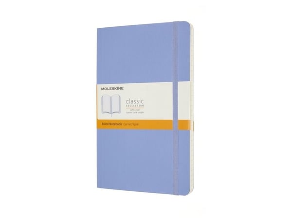 Moleskine anteckningsblock MOLESKINE Classic L (13x21 cm) linjer, mjuk pärm, hydrangea blue, 240 sidor, blå