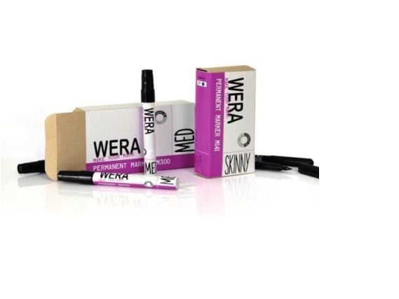 Marker, BNT Wera, 1-6MM, Skrå spids, rød permanent - (12 stk.)
