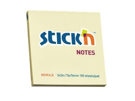 Muistiinpanot blok Stick'N 76x76m Gul76x10x76mm 0,045kg (1stk)