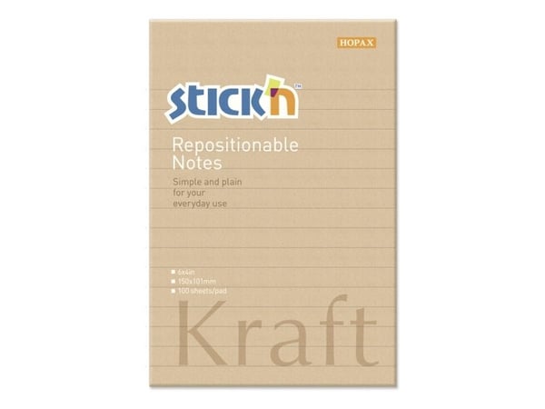 Notesblok 150x101 100 Blad Linjeret Kraftpapir Brun - (6 stk.)